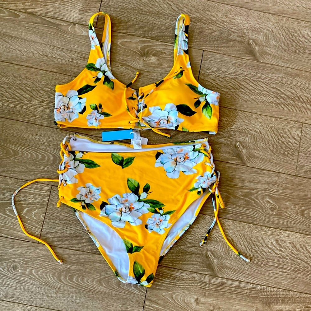 CupShe Yellow Two Piece Bathing Suit. Size XXL